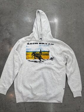 Zach Bryan “Devil Can Scrap” Official Tour Hoodie Pennant, Vintage Heather, NWT